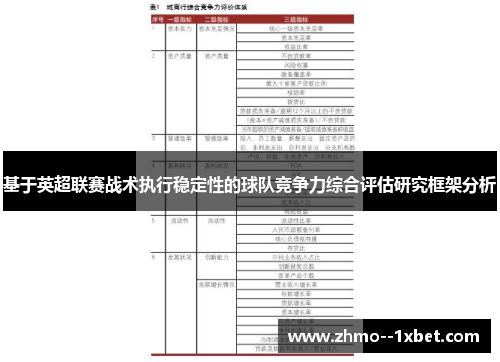 基于英超联赛战术执行稳定性的球队竞争力综合评估研究框架分析 基于英超联赛战术执行稳定性的球队竞争力综合评估研究框架分析
